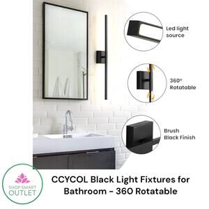 CCYCOL Black Bathroom Light Fixtures for Bathroom - 360 Rotatable